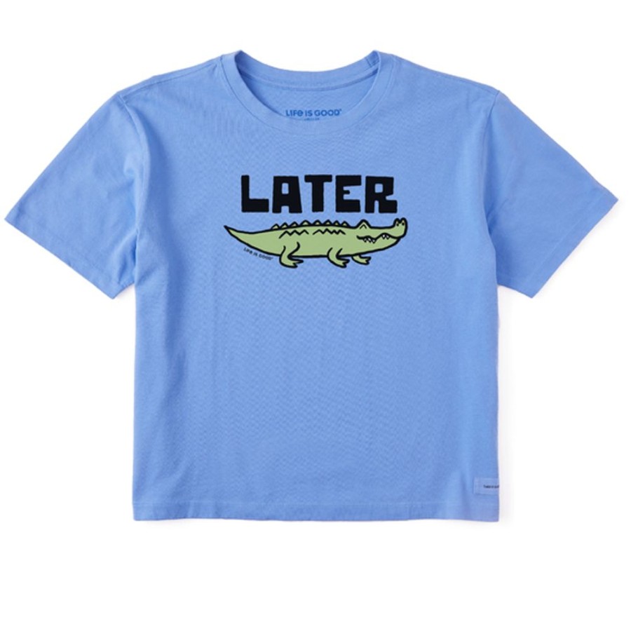 Women Life is Good Boxy Tees | Women'S Later Gator Boxy Crusher Tee Cornflower Blue