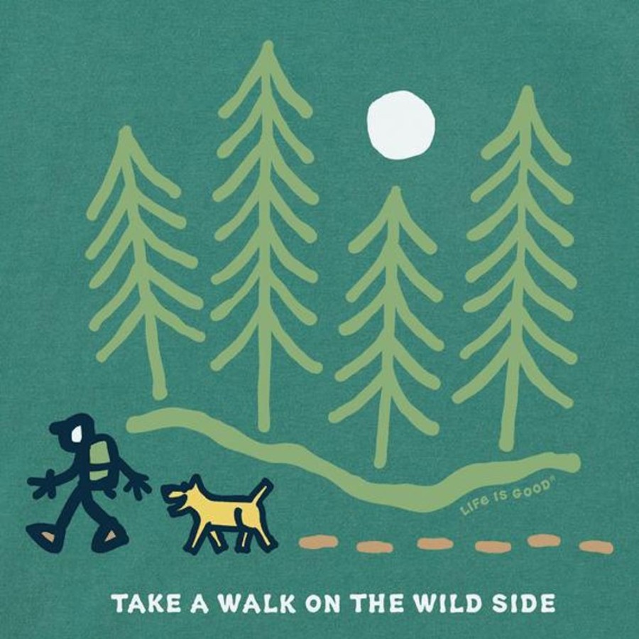 Women Life is Good Graphic Tees | Women'S Hiking Though The Woods Wildside Long Sleeve Crusher Tee Spruce Green