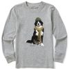 Kids Life is Good Graphic Tees | Kids Photoreal Bernese Long Sleeve Crusher Tee Heather Gray