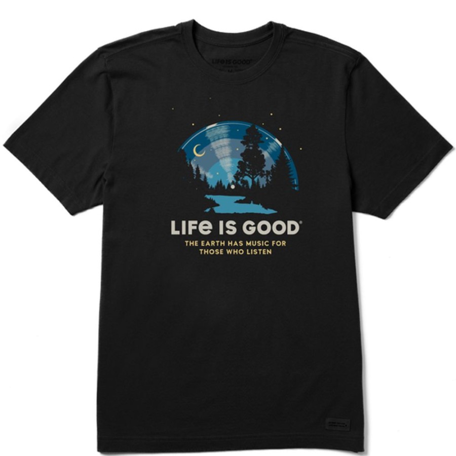 Men Life is Good Graphic Tees | Men'S Scenic Record Short Sleeve Tee Jet Black