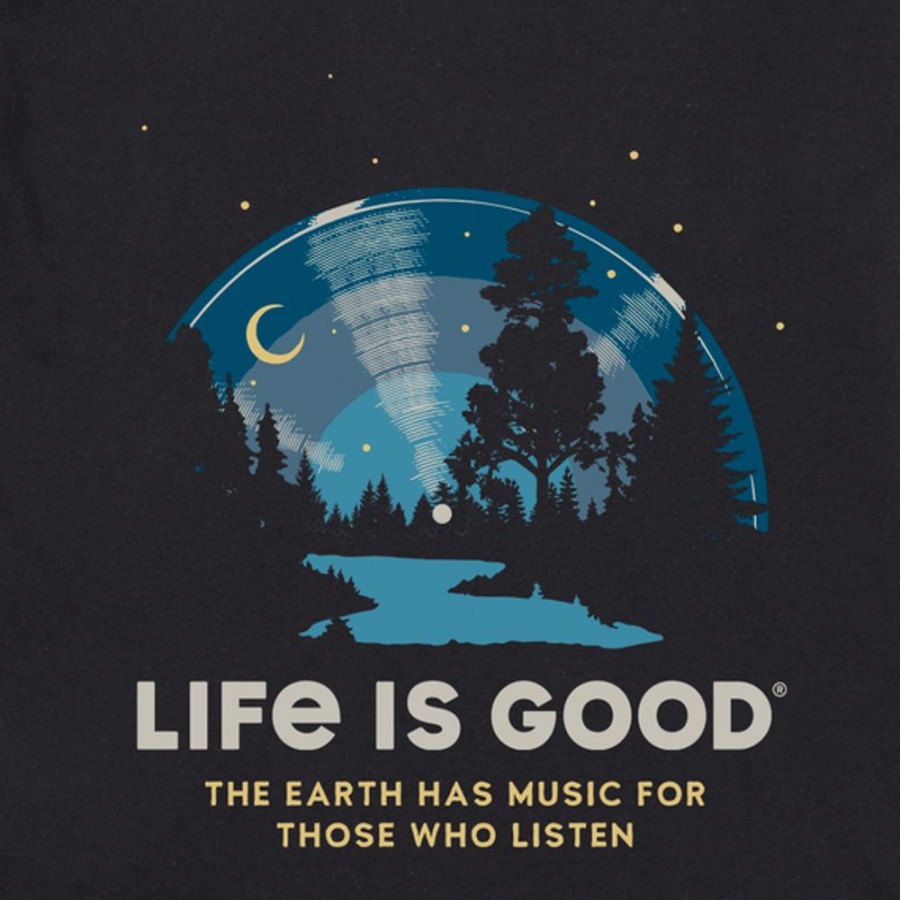 Men Life is Good Graphic Tees | Men'S Scenic Record Short Sleeve Tee Jet Black