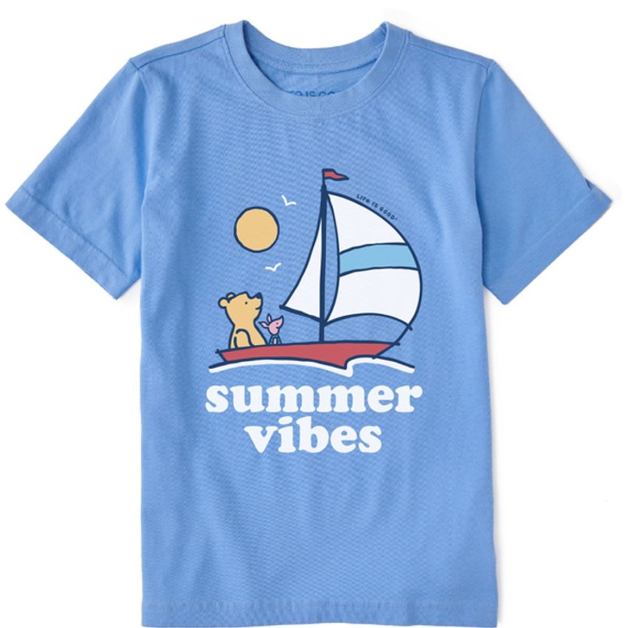 Kids Life is Good Graphic Tees | Kids Vintage Summer Vibes Winnie Sailboat Crusher Tee Cornflower Blue