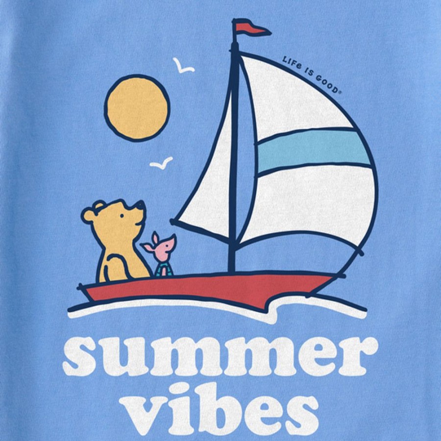 Kids Life is Good Graphic Tees | Kids Vintage Summer Vibes Winnie Sailboat Crusher Tee Cornflower Blue