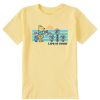 Kids Life is Good Graphic Tees | Kids Vintage Winnie & P Flowers Crusher Tee Sandy Yellow