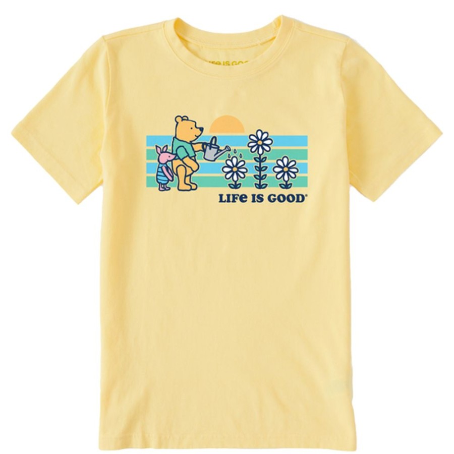 Kids Life is Good Graphic Tees | Kids Vintage Winnie & P Flowers Crusher Tee Sandy Yellow