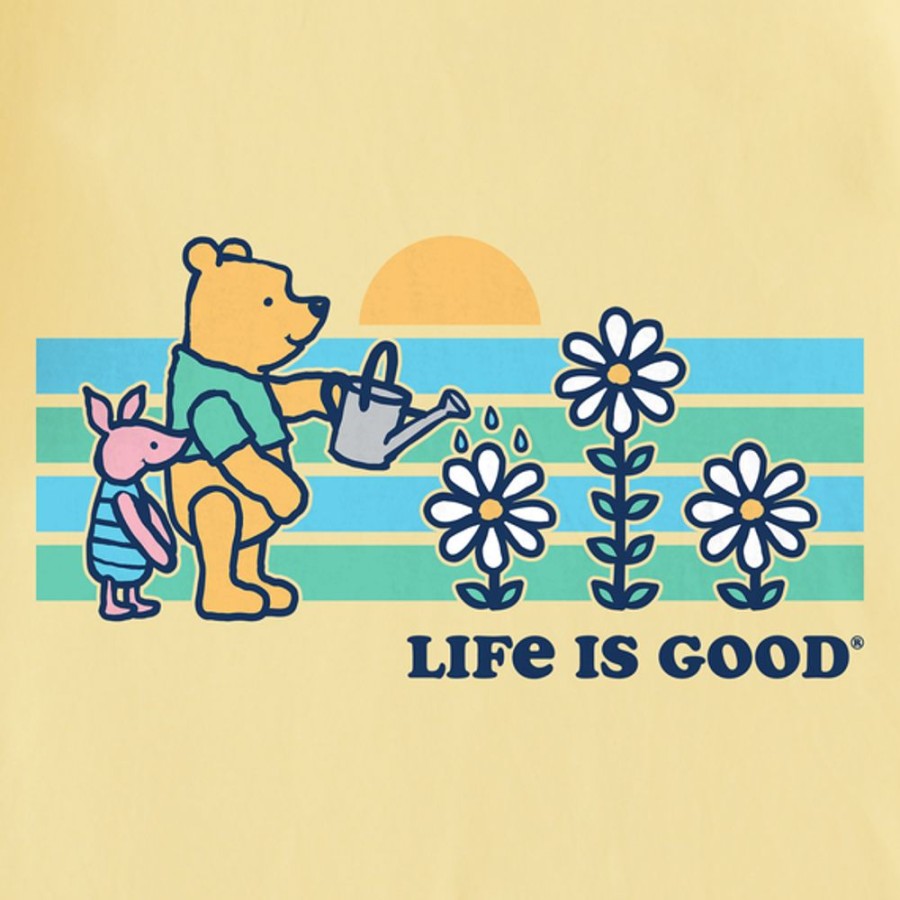 Kids Life is Good Graphic Tees | Kids Vintage Winnie & P Flowers Crusher Tee Sandy Yellow