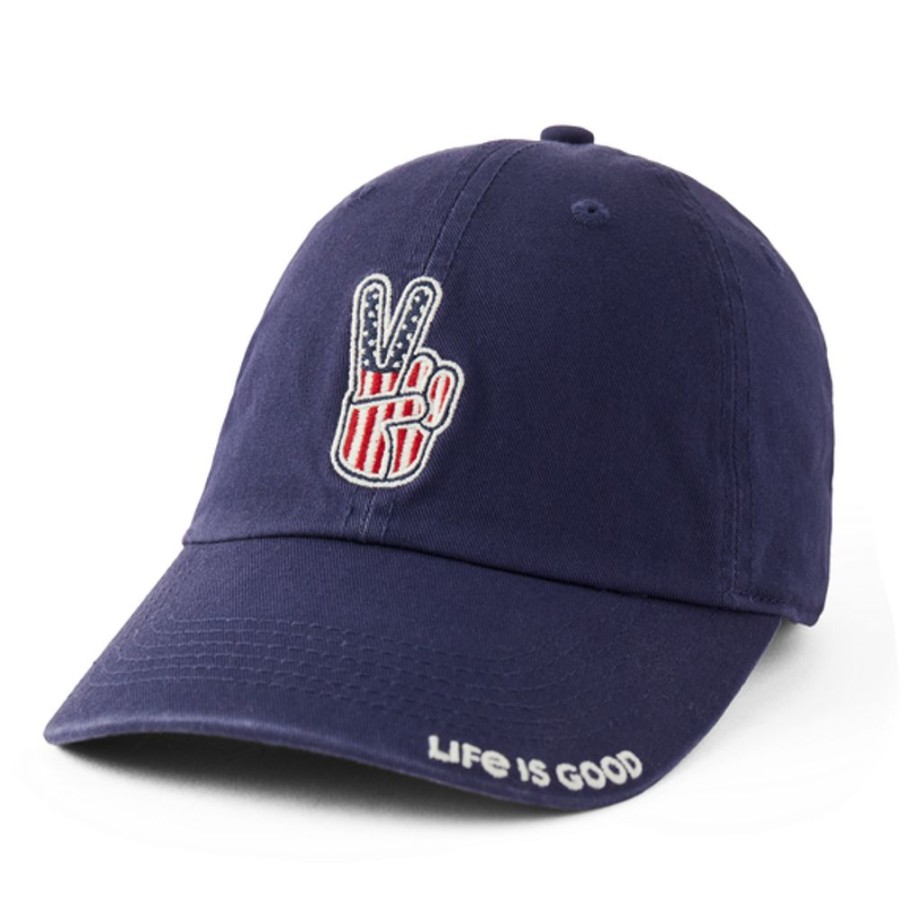 Women Life is Good Hats | Usa Peace Sign Chill Cap Darkest Blue