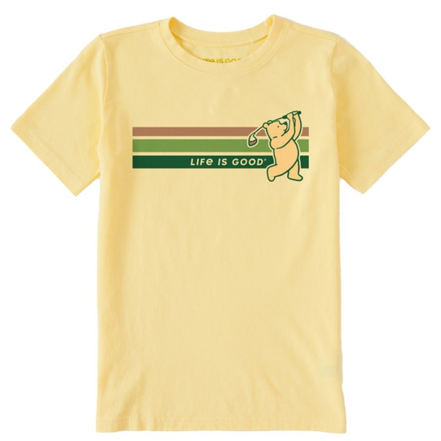 Kids Life is Good Graphic Tees | Kids Vintage Winnie Golf Stripes Crusher Tee Sandy Yellow