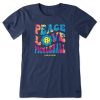 Home Life is Good Pickleball | Women'S Tie Dye Groovy Pickleball Short Sleeve Tee Darkest Blue