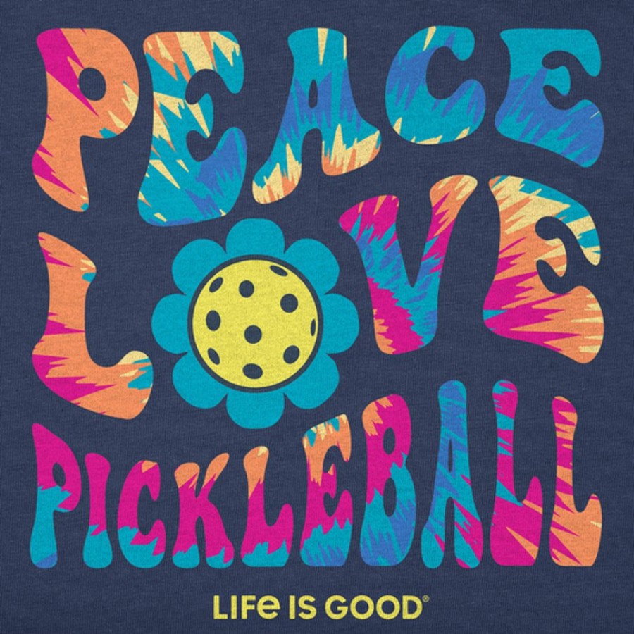 Home Life is Good Pickleball | Women'S Tie Dye Groovy Pickleball Short Sleeve Tee Darkest Blue