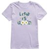 Women Life is Good Graphic Tees | Women'S Life Is Good Daisy Bees Short Sleeve Tee Lilac Purple