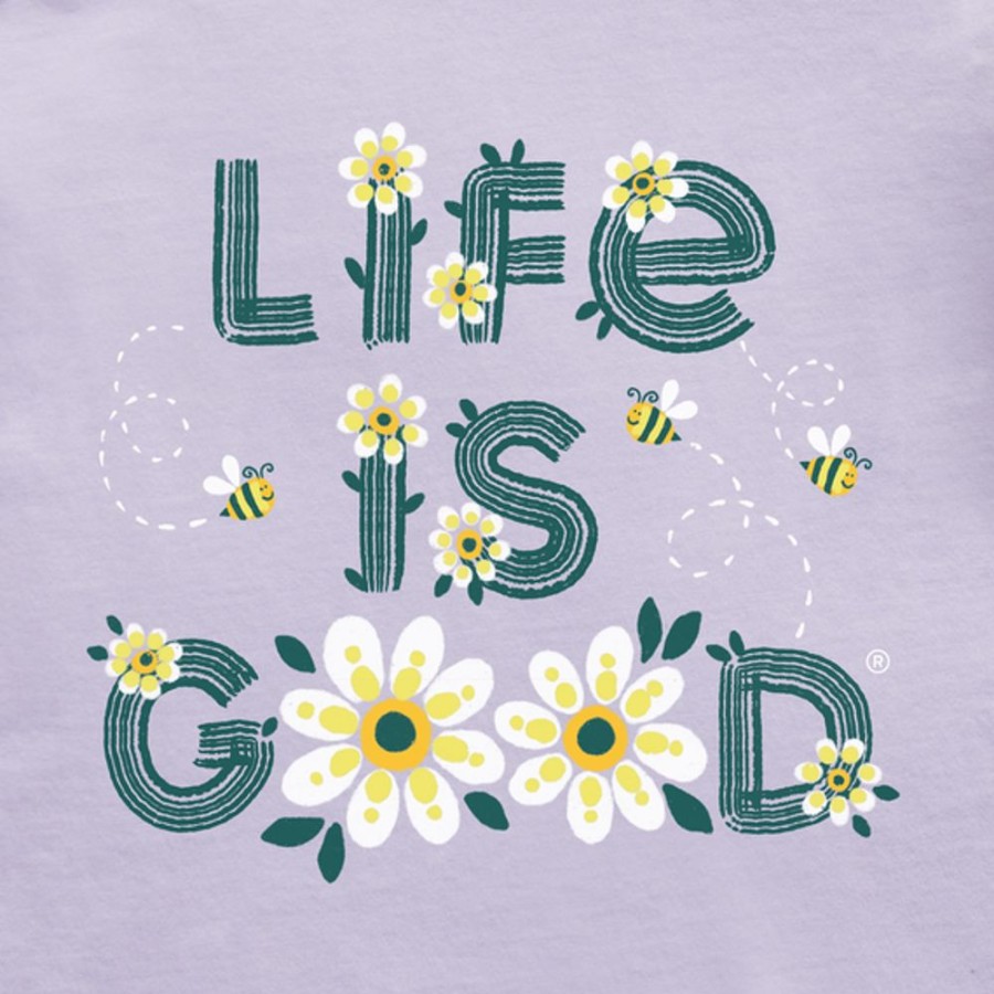 Women Life is Good Graphic Tees | Women'S Life Is Good Daisy Bees Short Sleeve Tee Lilac Purple