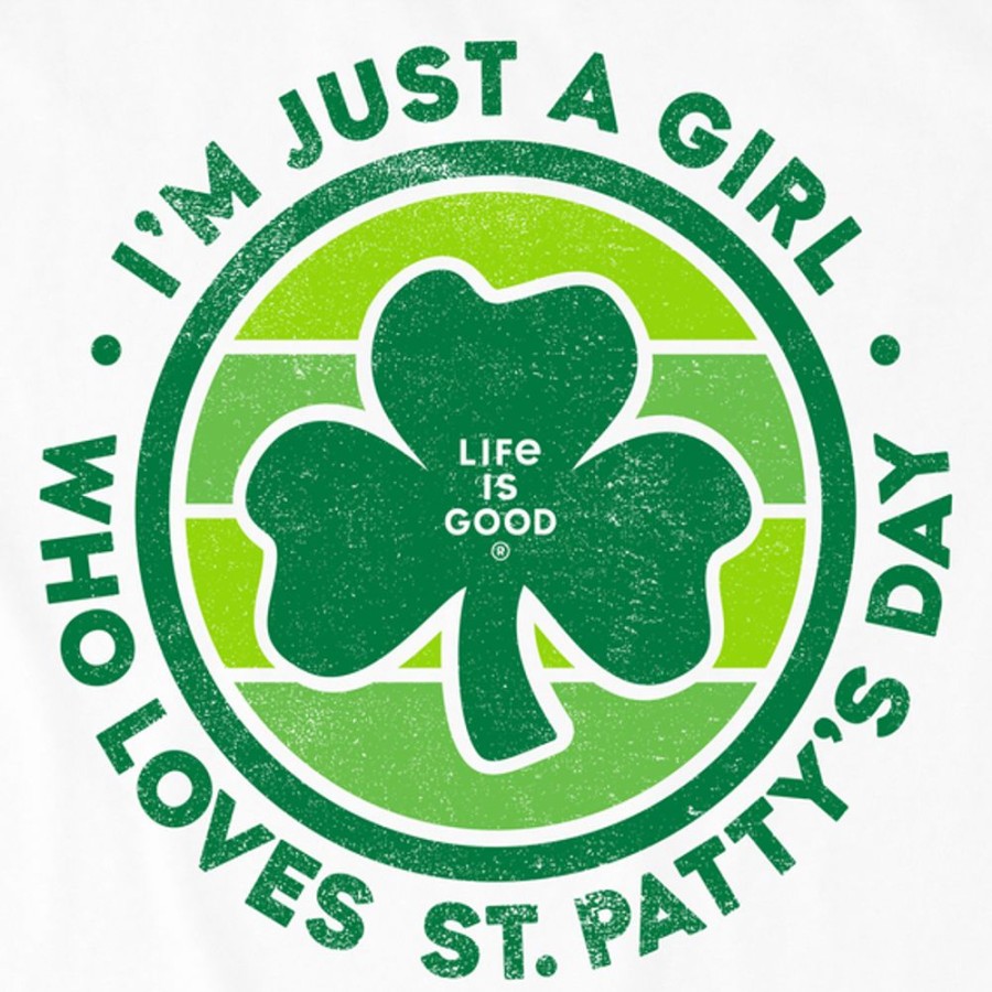 Kids Life is Good Graphic Tees | Kids Clean Just A Girl St. Pats Day Crusher Tee Cloud White