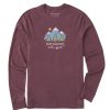 Men Life is Good Graphic Tees | Men'S Big Mountains Long Sleeve Crusher Tee Mahogany Brown