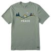 Men Life is Good Graphic Tees | Men'S Peace Beach Sunrise Crusher Tee Moss Green