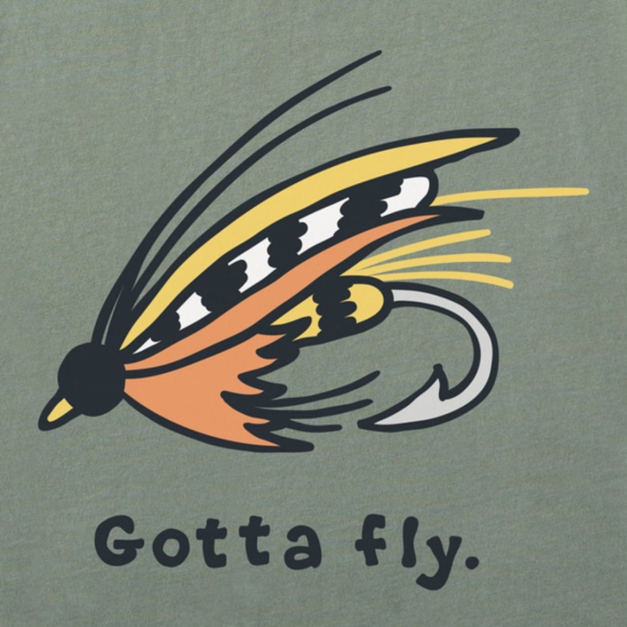 Men Life is Good Graphic Tees | Men'S Gotta Fly Crusher Tee Moss Green