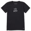 Women Life is Good Graphic Tees | Women'S Lig Vintage Wordmark Stacked Crusher Tee Jet Black