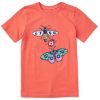 Kids Life is Good Graphic Tees | Kids Woodcut Bee & Butterfly Crusher Tee Mango Orange