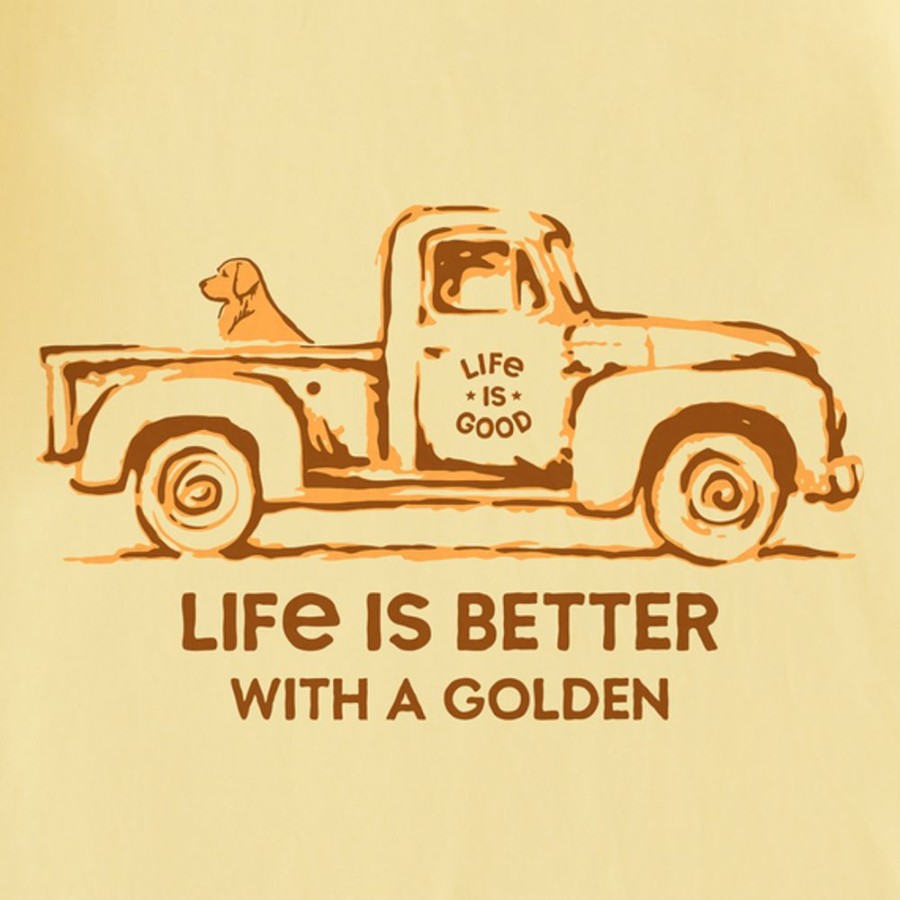 Men Life is Good Graphic Tees | Men'S Clean Better With A Golden Truck Crusher Tee Sandy Yellow