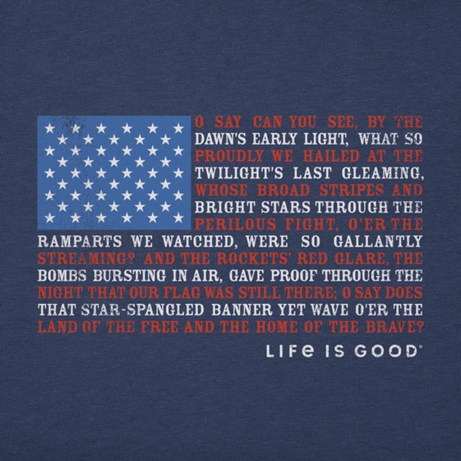 Men Life is Good Graphic Tees | Men'S Anthem Flag Short Sleeve Tee Darkest Blue