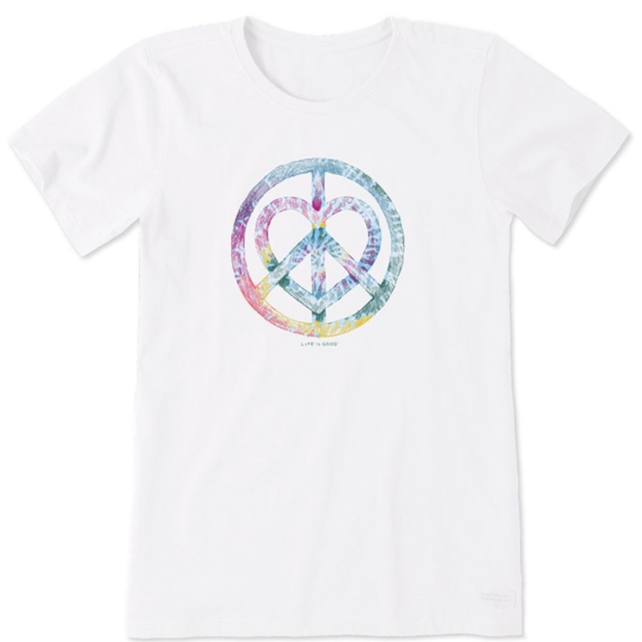 Women Life is Good Graphic Tees | Women'S Tie Dye Peace Love Pencil Short Sleeve Tee Cloud White