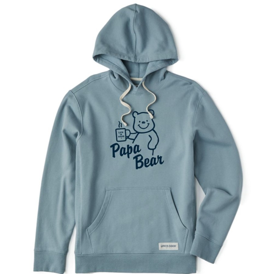 Men Life is Good Sweatshirts & Hoodies | Men'S Winnie Papa Bear Coffee Simply True Fleece Hoodie Smoky Blue