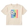 Women Life is Good Boxy Tees | Women'S Clean Stripey Peeking Daisy Boxy Crusher Tee Putty White