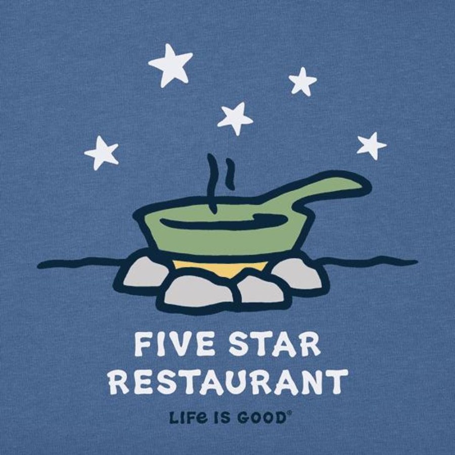 Men Life is Good Graphic Tees | Men'S Five Star Restaurant Short Sleeve Tee Vintage Blue