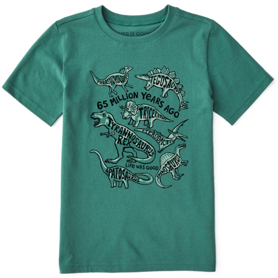 Kids Life is Good Graphic Tees | Kids Life Was Good For Dinosaurs Crusher Tee Spruce Green