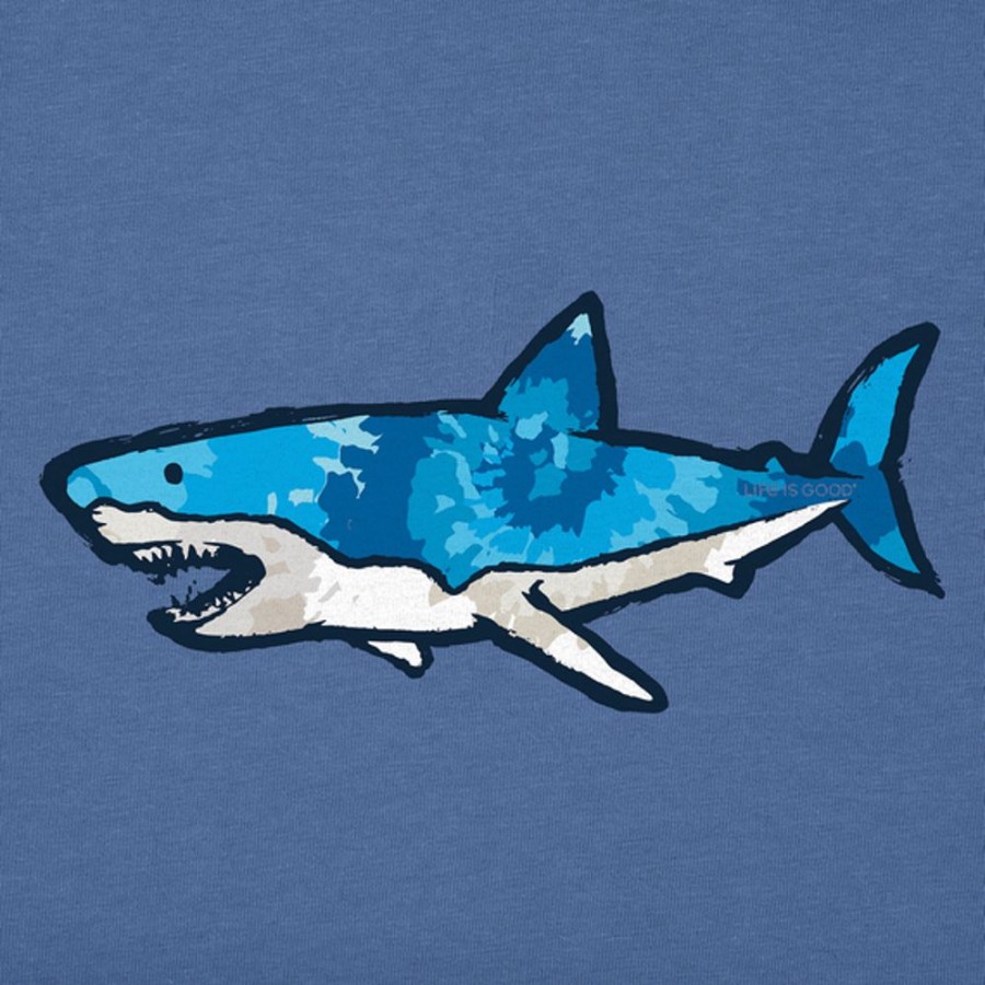 Kids Life is Good Graphic Tees | Kids Tie Dye Sharkscape Crusher Tee Vintage Blue