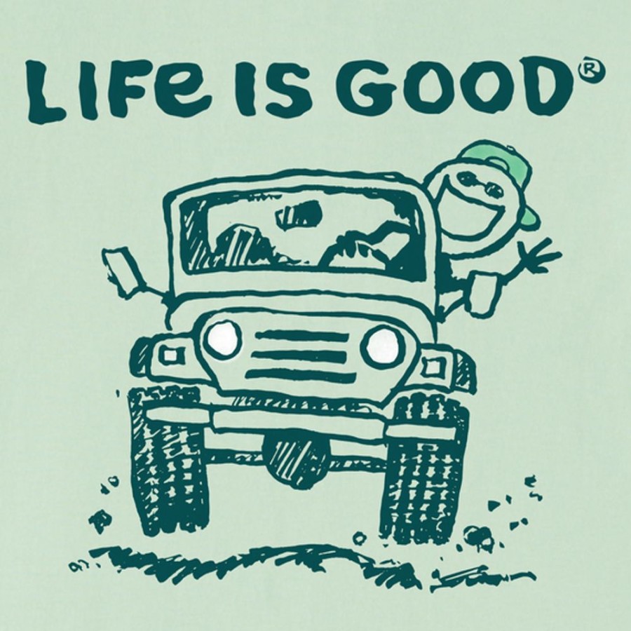 Kids Life is Good Graphic Tees | Kids Big Head Jake 4X4 Crusher Tee Sage Green