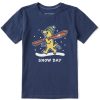 Kids Life is Good Graphic Tees | Kids Vintage Rocket Ski Snow Day Crusher Tee Darkest Blue