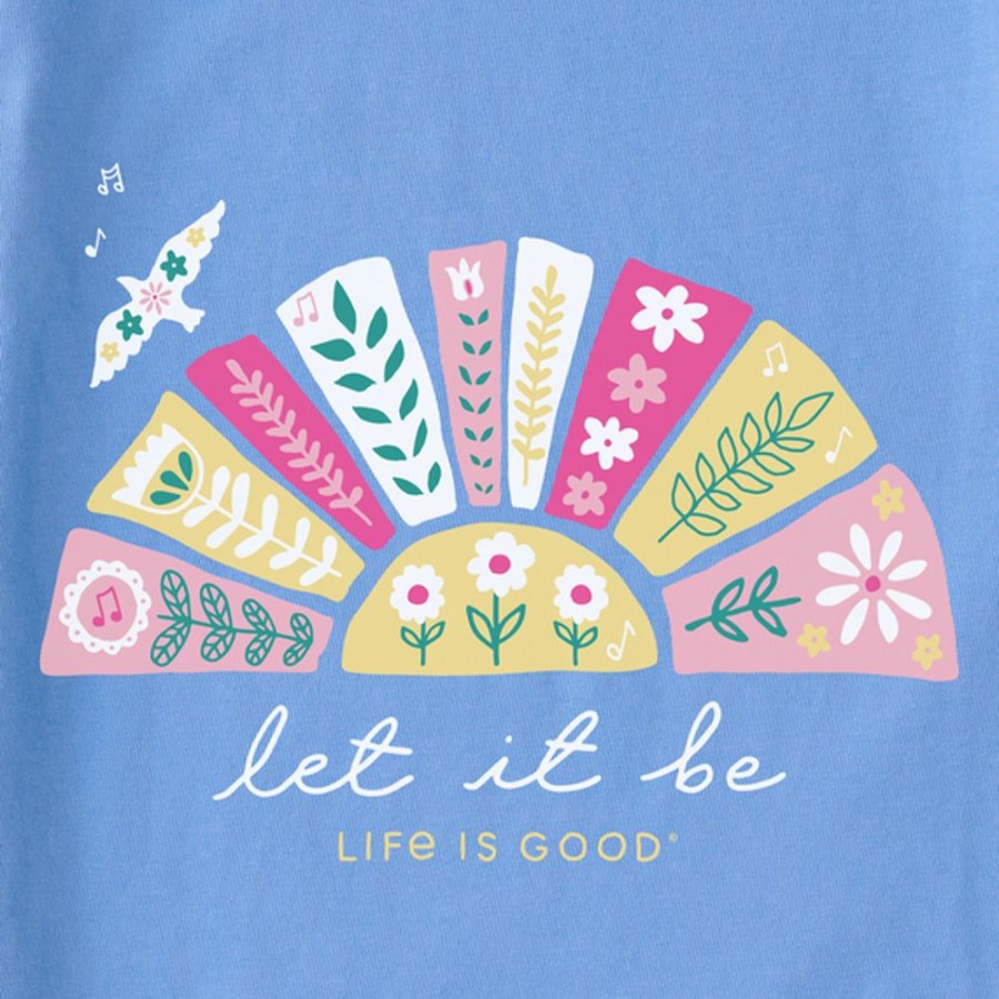 Women Life is Good Graphic Tees | Women'S Nordic Let It Be Sun Short Sleeve Vee Cornflower Blue