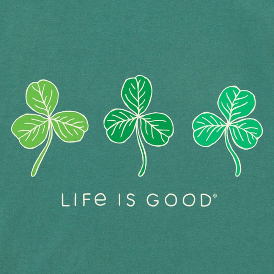 Women Life is Good Boxy Tees | Women'S Fineline 3 Clovers Boxy Crusher Tee Spruce Green