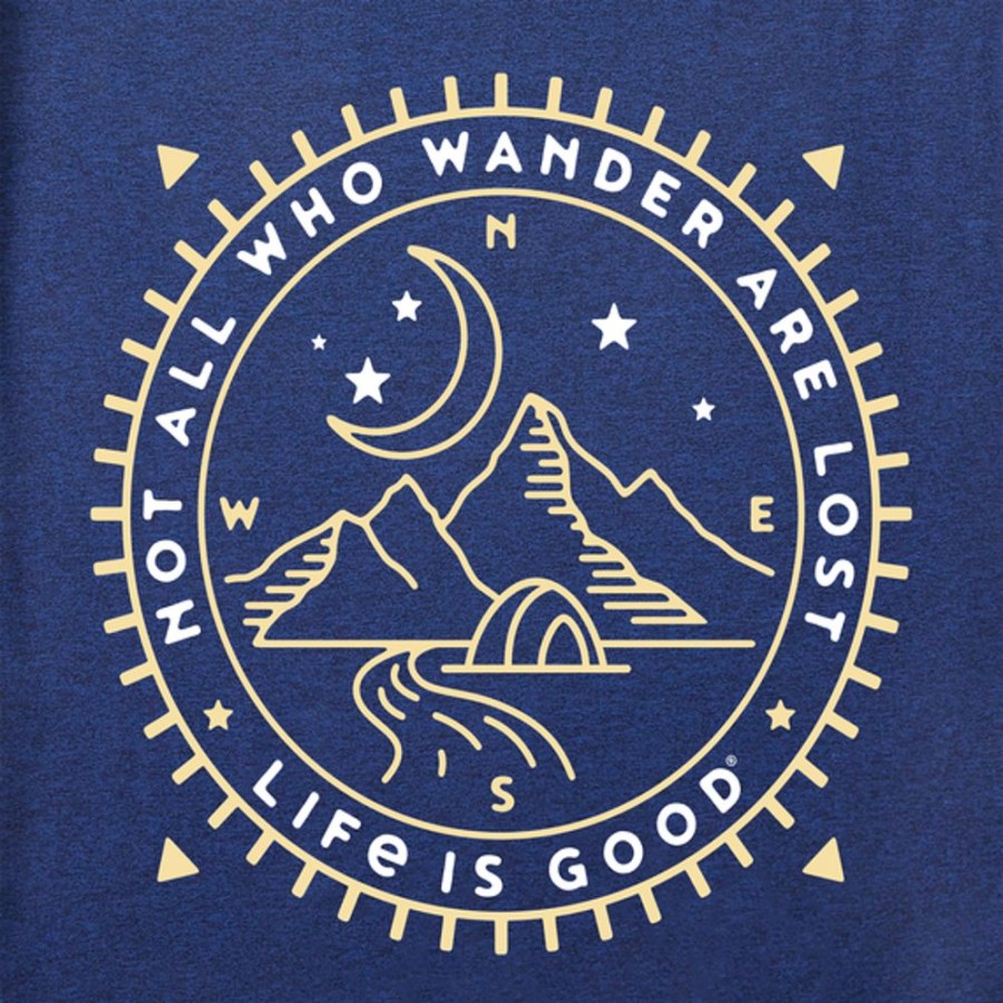 Men Life is Good Active & Slub Tops | Men'S Wander Compass Scene Active Tee Darkest Blue