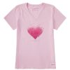 Women Life is Good Graphic Tees | Women'S Scattered Hearts Short Sleeve Vee Seashell Pink