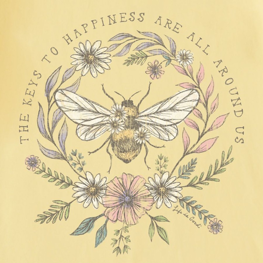 Women Life is Good Graphic Tees | Women'S Dreamy Bee Happiness All Around Crusher Tee Sandy Yellow