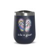 Home Hydrapeak Stainless Drinkware | Vintage Tie Dye Flip Flops 12Oz Stainless Steel Wine Tumbler Navy