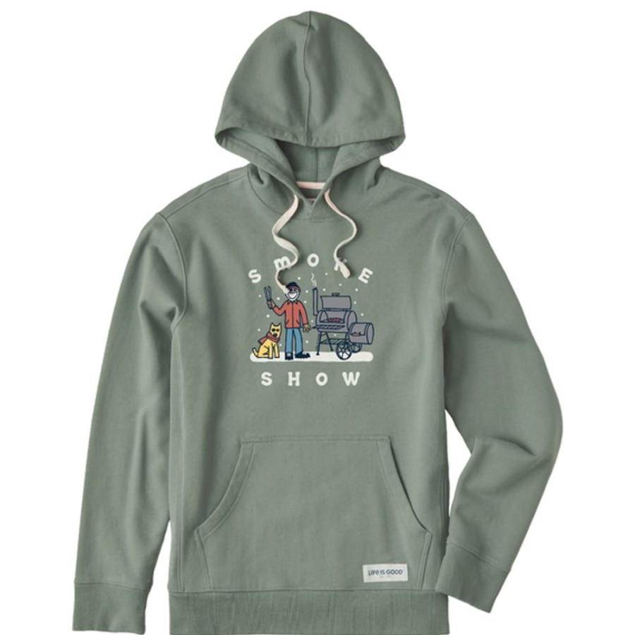 Men Life is Good Sweatshirts & Hoodies | Men'S Vintage Snowy Smoke Show Jake & Rocket Simply True Fleece Hoodie Moss Green