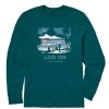 Men Life is Good Graphic Tees | Men'S Log On Bonfire Long Sleeve Crusher-Lite Tee Mallard Green