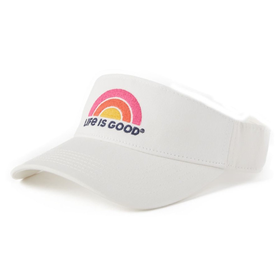 Men Life is Good Hats | Happiness Comes In Waves Chill Cap Visor Cloud White