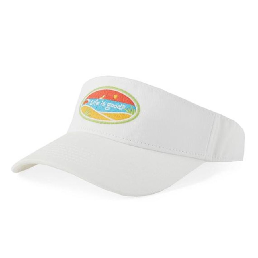 Women Life is Good Hats | Beach Scenic Oval Chill Cap Visor Cloud White