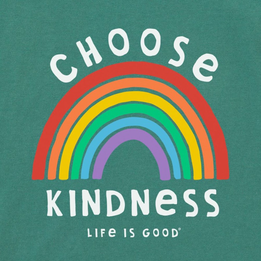 Kids Life is Good Graphic Tees | Kids Choose Kindness Long Sleeve Crusher Tee Spruce Green