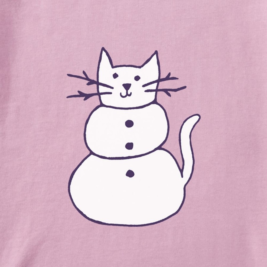 Kids Life is Good Graphic Tees | Kids Quirky Cat Snowman Crusher Tee Violet Purple