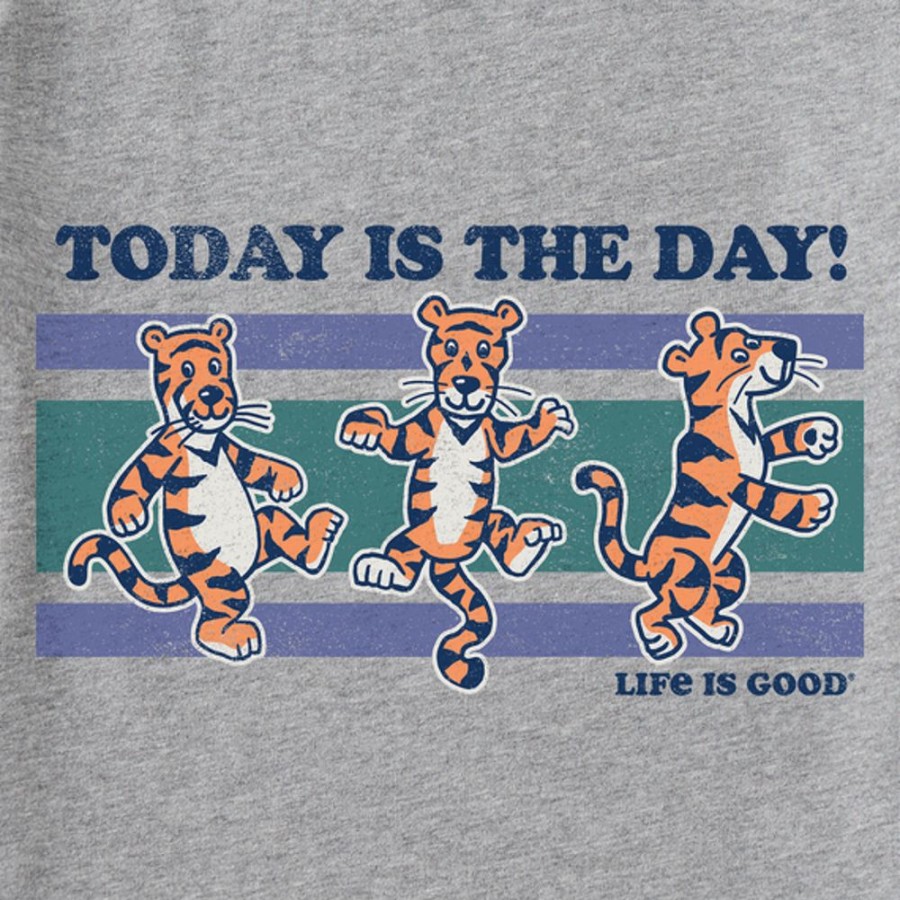 Kids Life is Good Graphic Tees | Kids Vintage Today Is The Day Tiger Stripes Crusher Tee Heather Gray