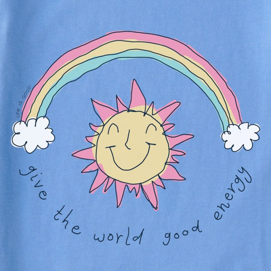 Kids Life is Good Graphic Tees | Kids Sun And Rainbow Good Energy Crusher Tee Cornflower Blue