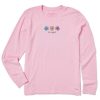 Women Life is Good Graphic Tees | Women'S Three Daisies Long Sleeve Vintage Crusher Tee Happy Pink