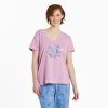 Women Life is Good Sleepwear | Women'S Butterfly And Floral Compass Snuggle Up Relaxed Sleep Vee Violet Purple