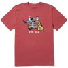 Men Life is Good Graphic Tees | Men'S Vintage Dog Dad Jake & Rocket Lounge Short Sleeve Tee Faded Red