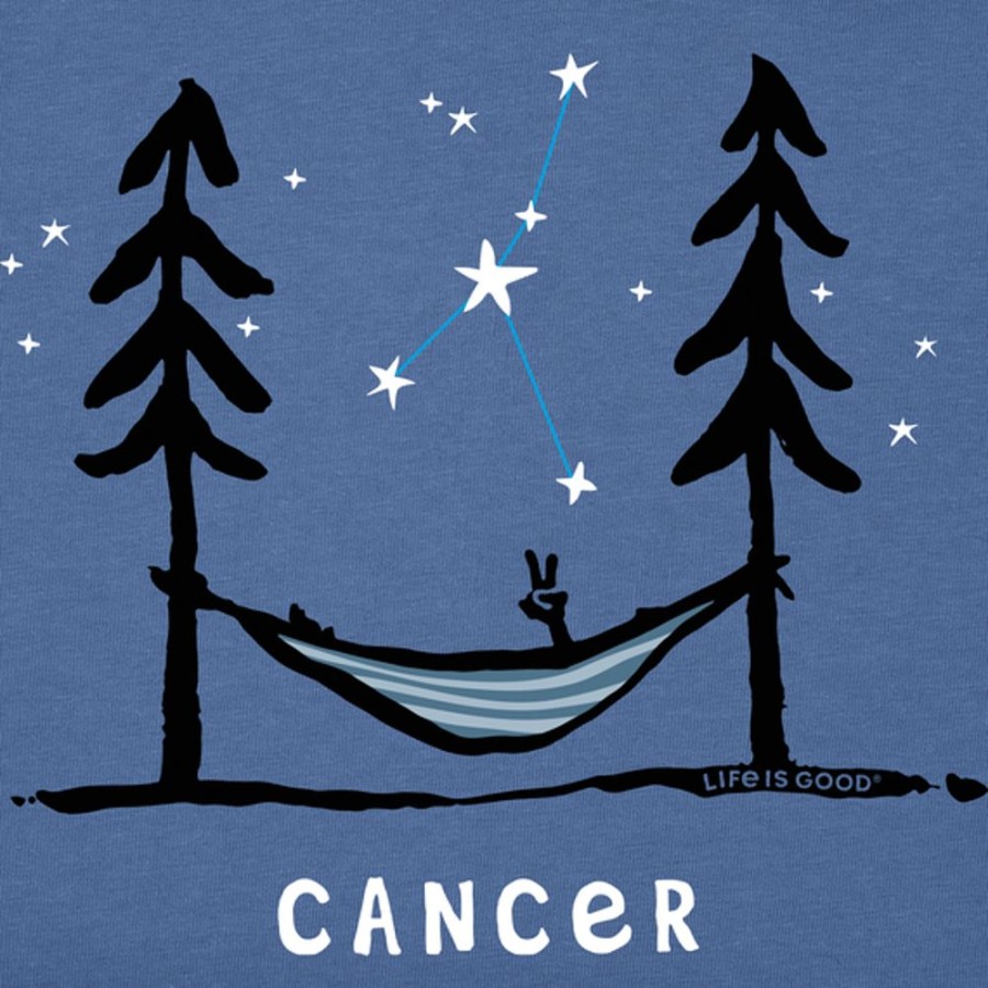 Men Life is Good Graphic Tees | Men'S Zodiac Hammock Cancer Crusher Tee Vintage Blue